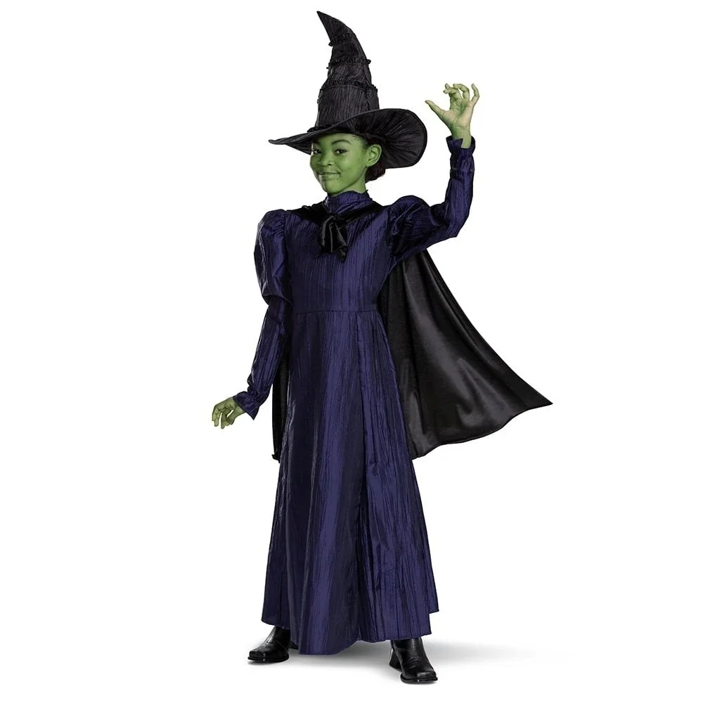 Wicked Elphaba Deluxe Costume Girls Medium 7-8 Disguise Dress Cape Hat New